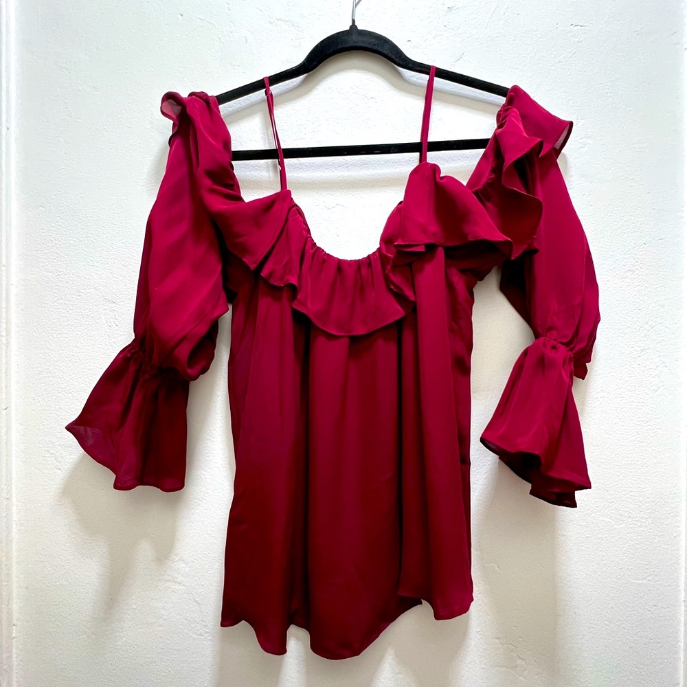 Parker Renzo Off Shoulder Hot Pink Blouse Top size medium